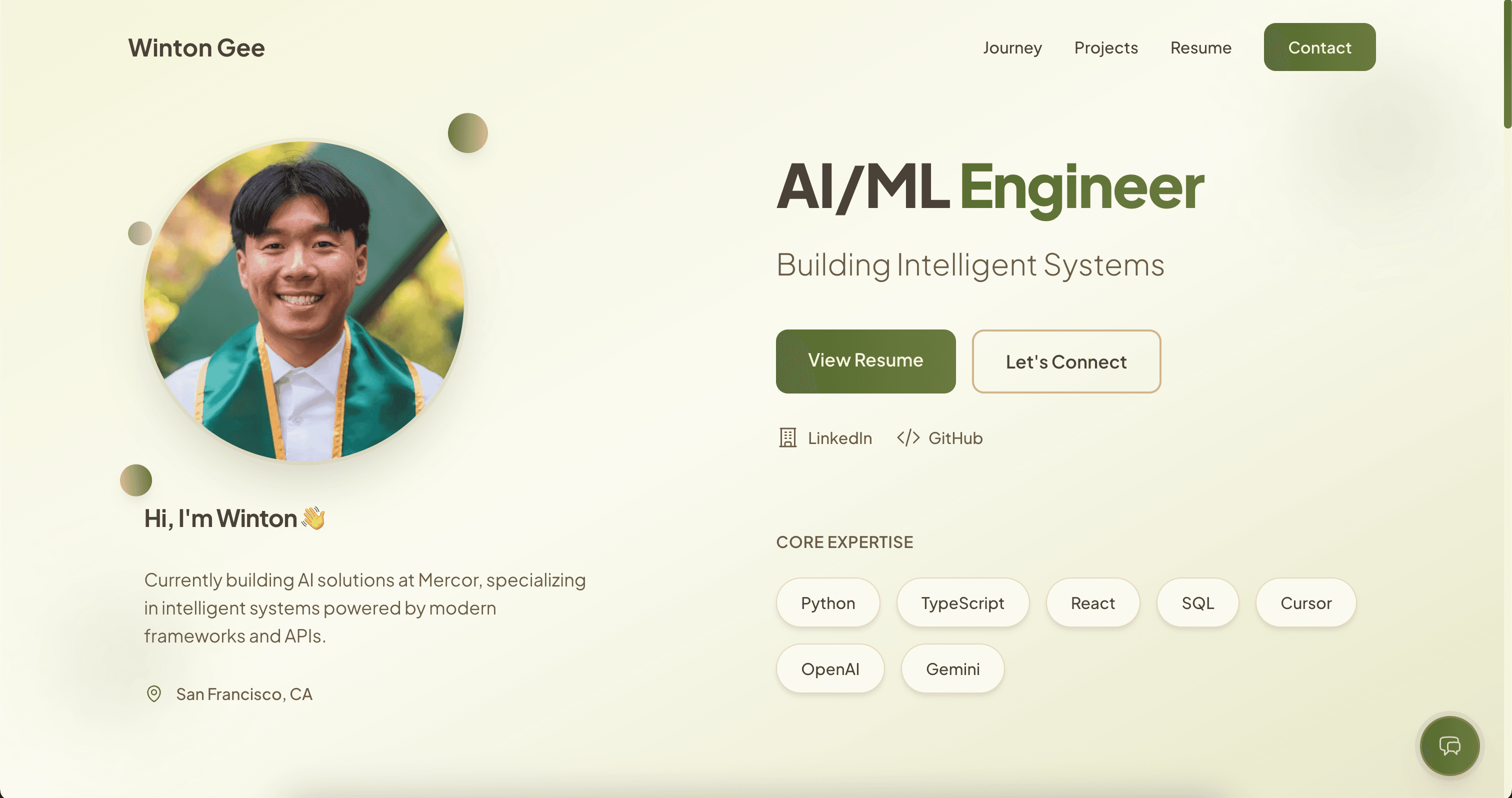 Portfolio Website Hero Section